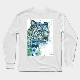 LEOPARD watercolor portrait Long Sleeve T-Shirt